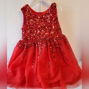 Cat & Jack Girl XS (4/5) Sparkly Sequin Red Party Dress Great Condition